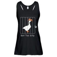 Funny Silly Goose Lover Mugshot Meme Got Too Silly Ladies Essential Flowy Tank