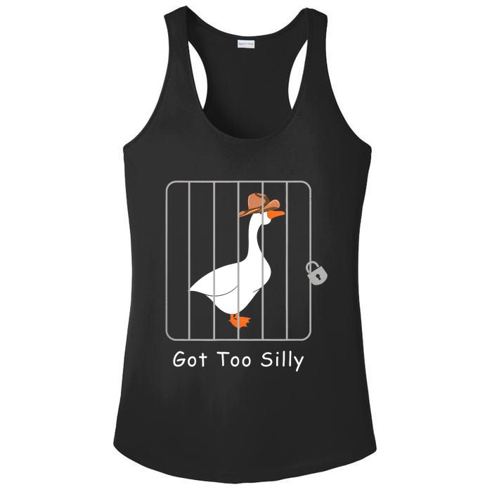 Funny Silly Goose Lover Mugshot Meme Got Too Silly Ladies PosiCharge Competitor Racerback Tank