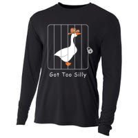 Funny Silly Goose Lover Mugshot Meme Got Too Silly Cooling Performance Long Sleeve Crew