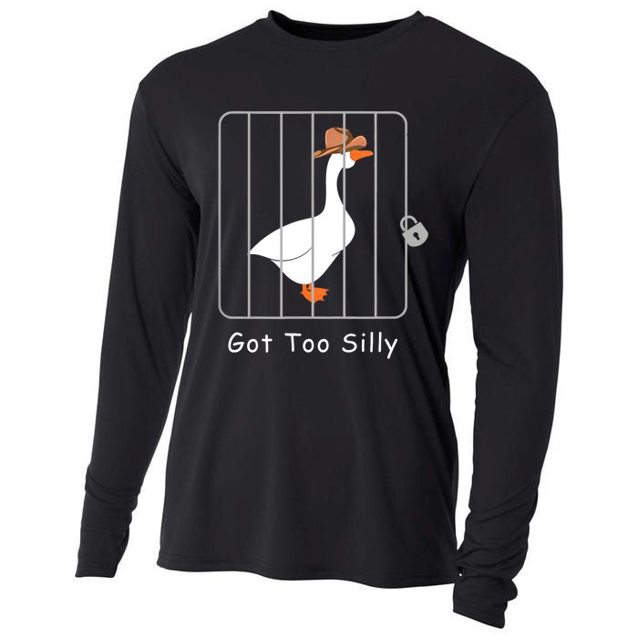 Funny Silly Goose Lover Mugshot Meme Got Too Silly Cooling Performance Long Sleeve Crew