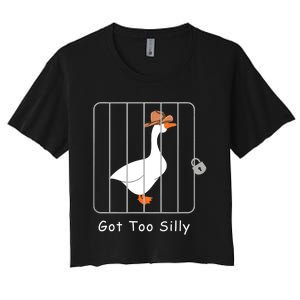 Funny Silly Goose Lover Mugshot Meme Got Too Silly Women's Crop Top Tee