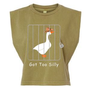 Funny Silly Goose Lover Mugshot Meme Got Too Silly Garment-Dyed Women's Muscle Tee