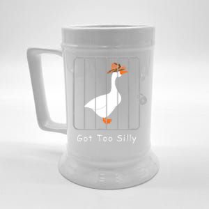 Funny Silly Goose Lover Mugshot Meme Got Too Silly Beer Stein