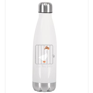 Funny Silly Goose Lover Mugshot Meme Got Too Silly Stainless Steel Insulated Water Bottle