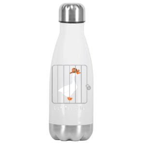 Funny Silly Goose Lover Mugshot Meme Got Too Silly Stainless Steel Insulated Water Bottle