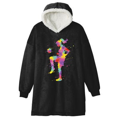 Funny Soccer Girl Soccer Player Gift Hooded Wearable Blanket