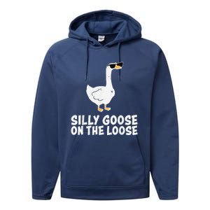 Funny Silly Goose On The Loose Performance Fleece Hoodie