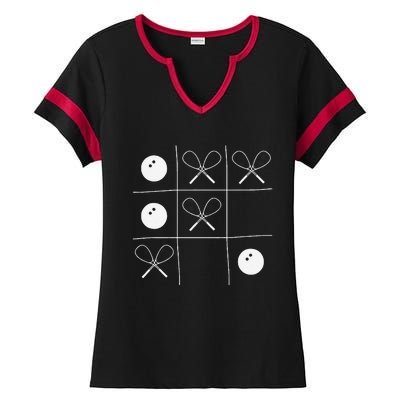 Funny Squash Gift – Noughts And Crosses Tictactoe Racket Ladies Halftime Notch Neck Tee