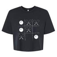 Funny Squash Gift – Noughts And Crosses Tictactoe Racket Bella+Canvas Jersey Crop Tee