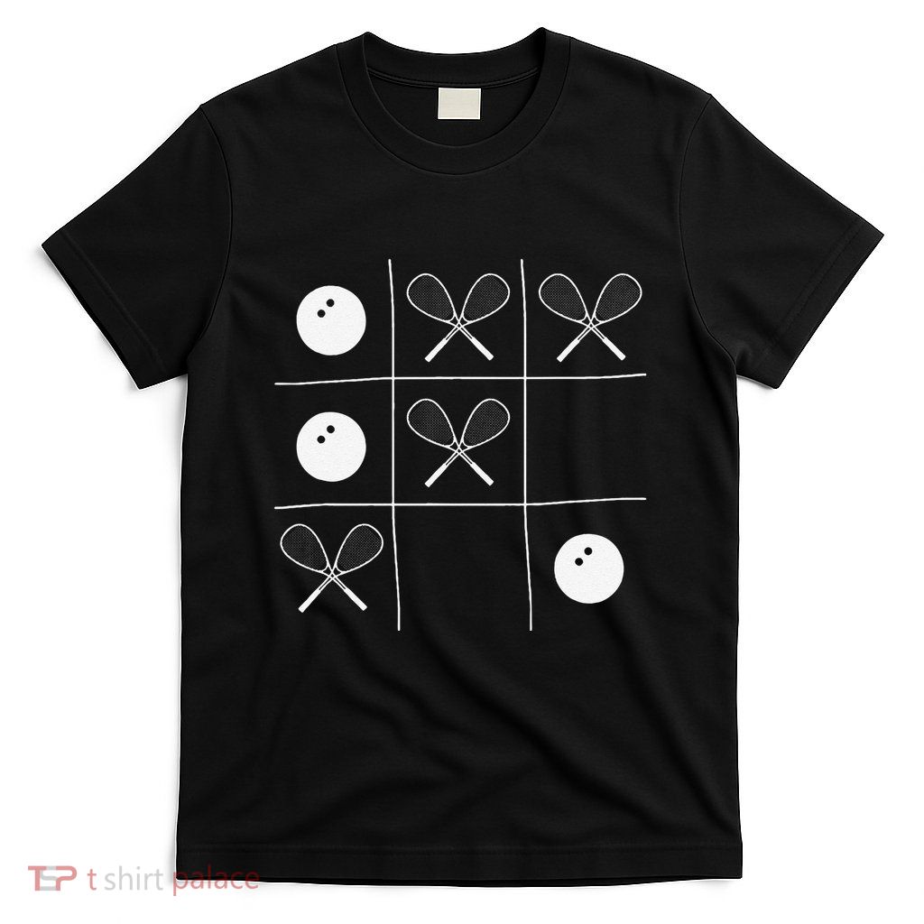 Funny Squash Gift – Noughts And Crosses Tictactoe Racket T-Shirt