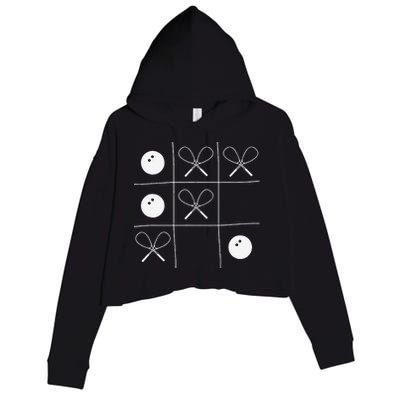 Funny Squash Gift – Noughts And Crosses Tictactoe Racket Crop Fleece Hoodie