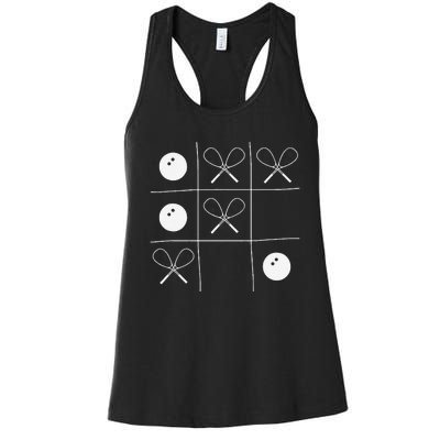 Funny Squash Gift – Noughts And Crosses Tictactoe Racket Women's Racerback Tank