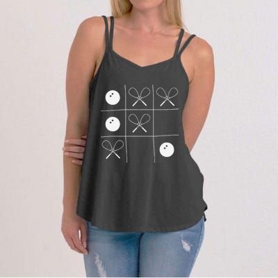 Funny Squash Gift – Noughts And Crosses Tictactoe Racket Women's Strappy Tank