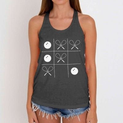 Funny Squash Gift – Noughts And Crosses Tictactoe Racket Women's Knotted Racerback Tank