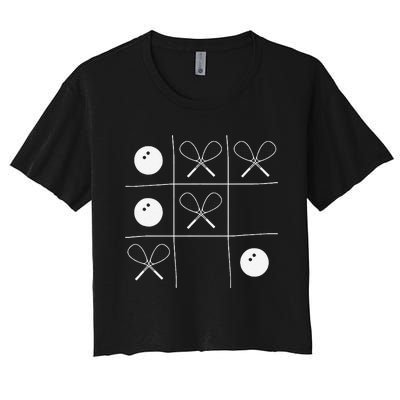 Funny Squash Gift – Noughts And Crosses Tictactoe Racket Women's Crop Top Tee