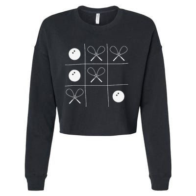 Funny Squash Gift – Noughts And Crosses Tictactoe Racket Cropped Pullover Crew