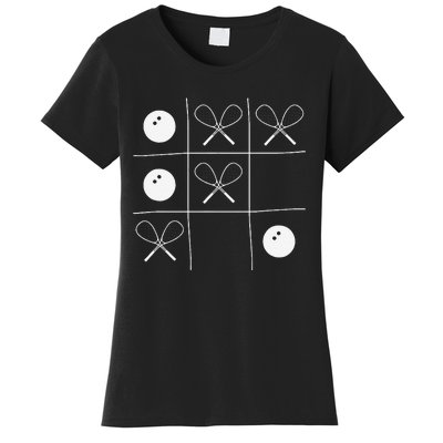 Funny Squash Gift – Noughts And Crosses Tictactoe Racket Women's T-Shirt