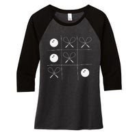 Funny Squash Gift – Noughts And Crosses Tictactoe Racket Women's Tri-Blend 3/4-Sleeve Raglan Shirt