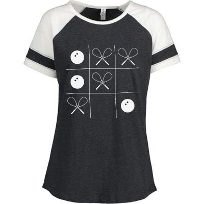 Funny Squash Gift – Noughts And Crosses Tictactoe Racket Enza Ladies Jersey Colorblock Tee