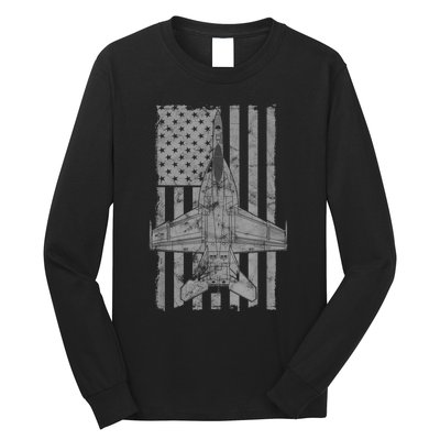 F18 Super Hornet Jet Airplane Vintage Flag Long Sleeve Shirt