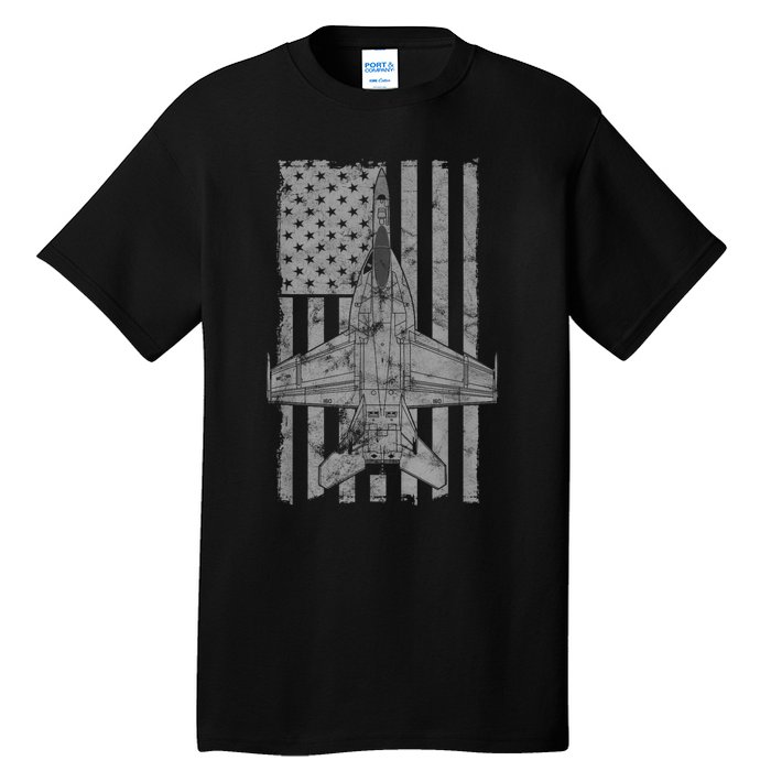 F18 Super Hornet Jet Airplane Vintage Flag Tall T-Shirt