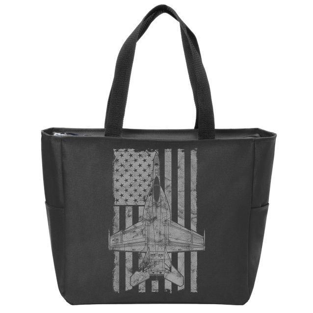 F18 Super Hornet Jet Airplane Vintage Flag Zip Tote Bag