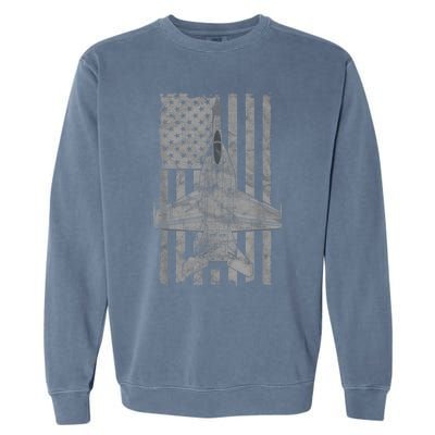 F18 Super Hornet Jet Airplane Vintage Flag Garment-Dyed Sweatshirt