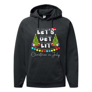 Festive Santa Hat with Christmas Tree Design Performance Fleece Hoodie