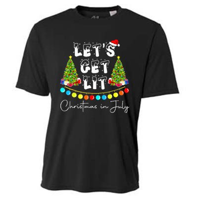 Festive Santa Hat with Christmas Tree Design Cooling Performance Crew T-Shirt