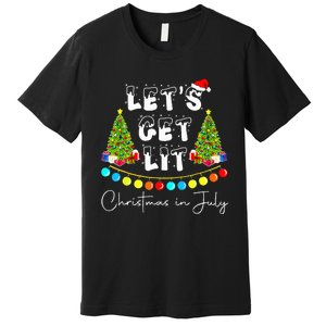 Festive Santa Hat with Christmas Tree Design Premium T-Shirt