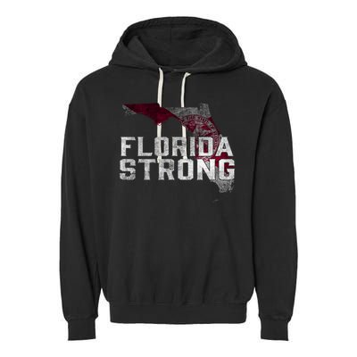 Florida Strong Hurricane Ian Support Florida Vintage American US Flag Garment-Dyed Fleece Hoodie