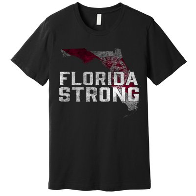 Florida Strong Hurricane Ian Support Florida Vintage American US Flag Premium T-Shirt