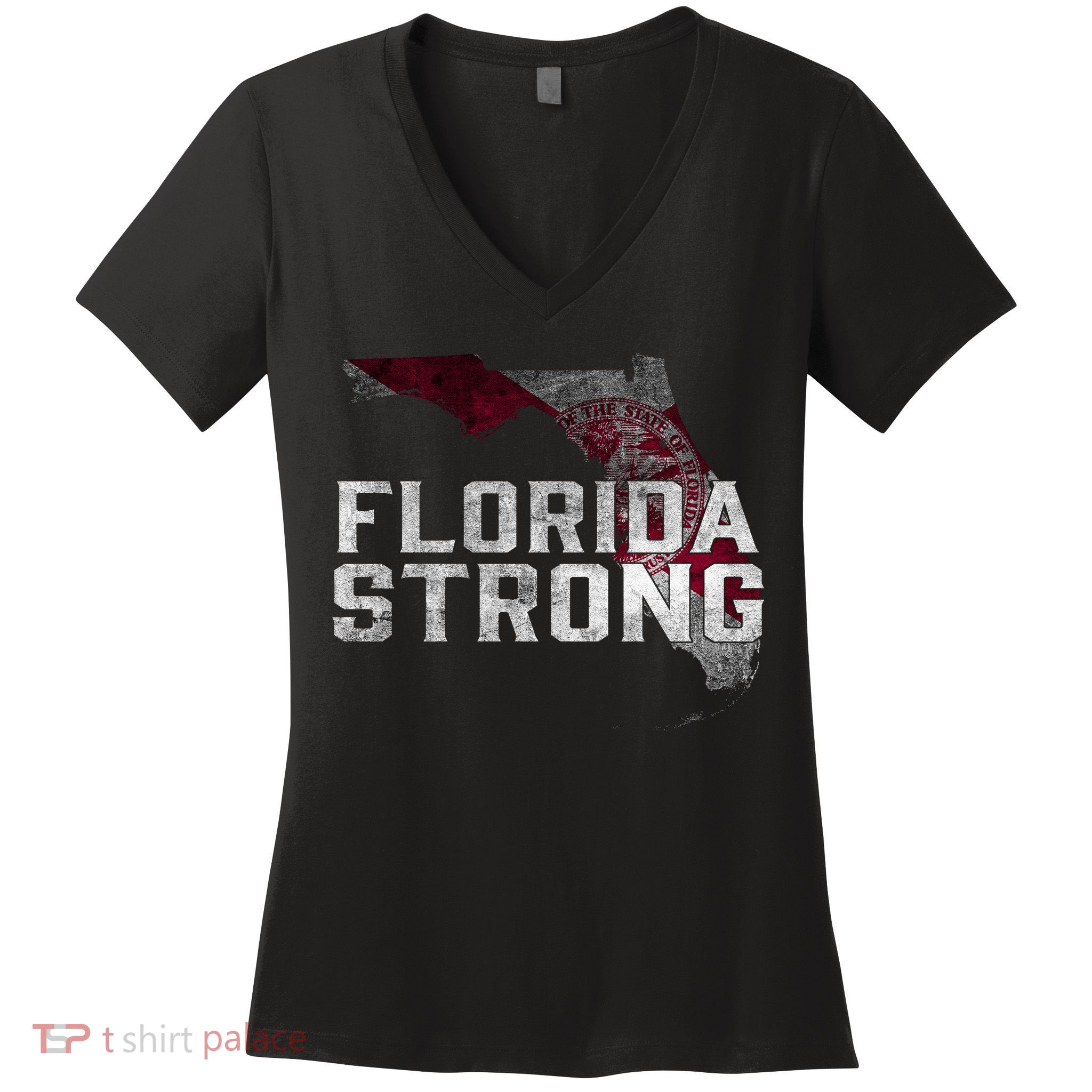 Florida Strong Hurricane Ian Support Florida Vintage American US Flag Women's V-Neck T-Shirt