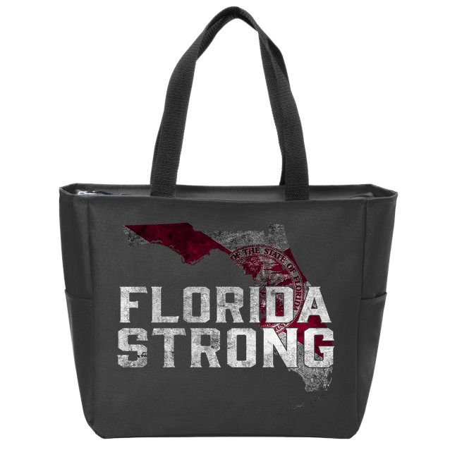 Florida Strong Hurricane Ian Support Florida Vintage American US Flag Zip Tote Bag