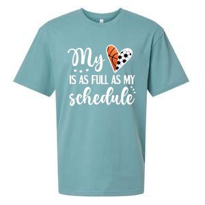 Full Schedule & Heart Proud Basketball Soccer Player Mom Sueded Cloud Jersey T-Shirt