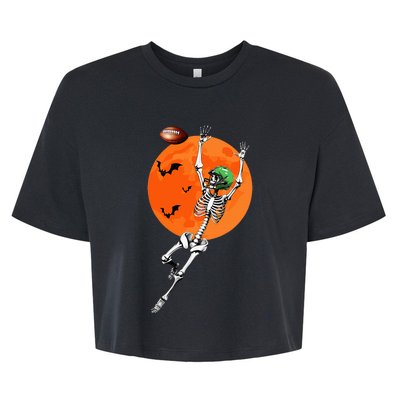 Football Skeleton Halloween Football Player Bella+Canvas Jersey Crop Tee