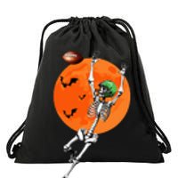 Football Skeleton Halloween Football Player Drawstring Bag