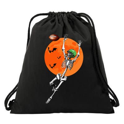 Football Skeleton Halloween Football Player Drawstring Bag