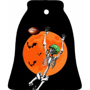 Football Skeleton Halloween Football Player Ceramic Bell Ornament