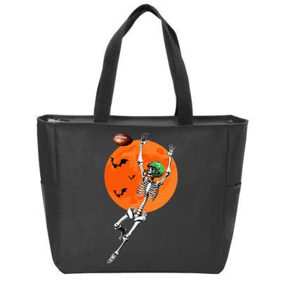 Football Skeleton Halloween Football Player Zip Tote Bag