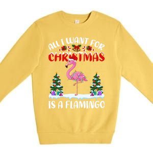 Funny Santa Hat All I Want For Christmas Is A Flamingo Gift Premium Crewneck Sweatshirt