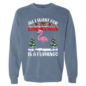 Funny Santa Hat All I Want For Christmas Is A Flamingo Gift Garment-Dyed Sweatshirt