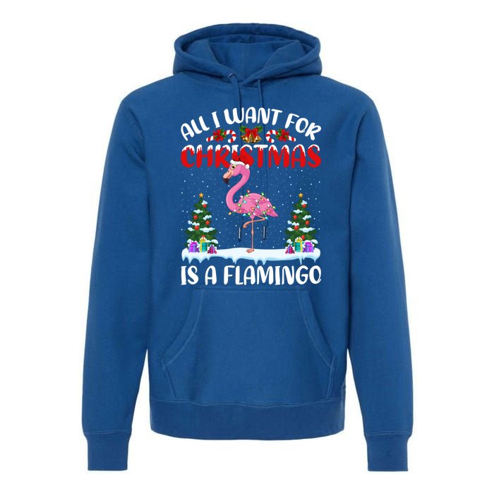 Funny Santa Hat All I Want For Christmas Is A Flamingo Gift Premium Hoodie