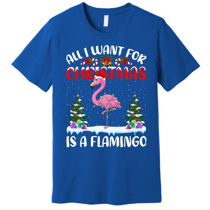 Funny Santa Hat All I Want For Christmas Is A Flamingo Gift Premium T-Shirt