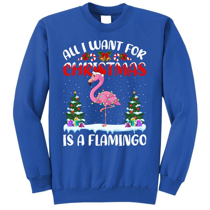 Funny Santa Hat All I Want For Christmas Is A Flamingo Gift Tall Sweatshirt