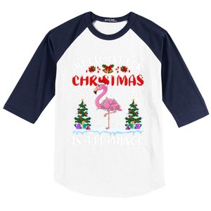 Funny Santa Hat All I Want For Christmas Is A Flamingo Gift Baseball Sleeve Shirt