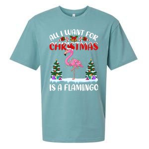 Funny Santa Hat All I Want For Christmas Is A Flamingo Gift Sueded Cloud Jersey T-Shirt