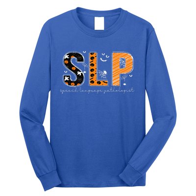 Funny SLP Halloween Costume Pumpkin Fall Skeleton Long Sleeve Shirt