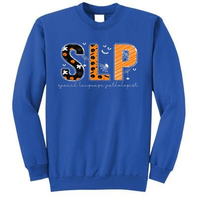 Funny SLP Halloween Costume Pumpkin Fall Skeleton Sweatshirt