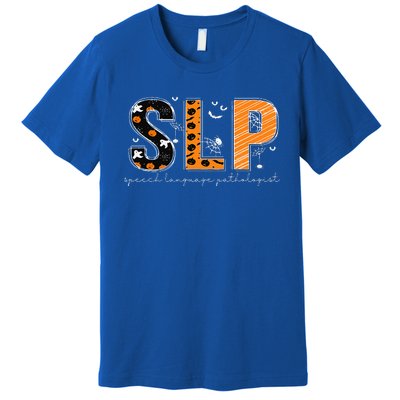 Funny SLP Halloween Costume Pumpkin Fall Skeleton Premium T-Shirt